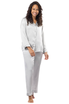 Women's 100% Mulberry Silk Classic Full Length Pajama Set with Gift Box