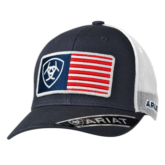 ARIAT USA Flag Patch (Navy/White) - Trucker Cap-gallery-46542514454834