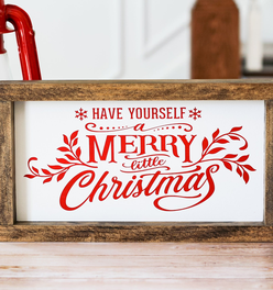 Christmas Decor | Red White Wall Sign Have Yourself a Merry Little Christmas 15 x 7 inches