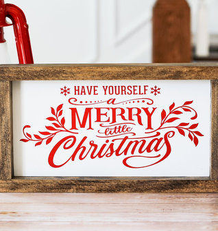 Christmas Decor | Red White Wall Sign Have Yourself a Merry Little Christmas 15 x 7 inches