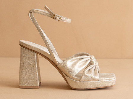 The Zoey | Light Gold knotted band platform  heel