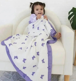 NEW - Lilac Flutter – 100% Muslin Cotton Baby Blanket Quilt for Newborns & Toddlers
