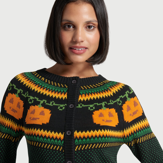 Give 'Em Pumpkin To Talk About Fair Isle Cardigan-gallery-37010597904555