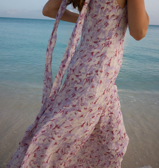Rivi Neck Scarf Maxi Dress