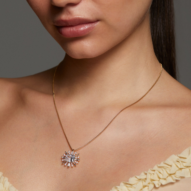 STELLAR CZ FULL HALO PENDANT NECKLACE-gallery-48486044532995