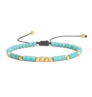 Friendship Bracelet Handwoven with Turquoise Beads