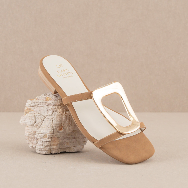 The Amiyah | Camel Statement Buckle Sandal-gallery-34702128611505