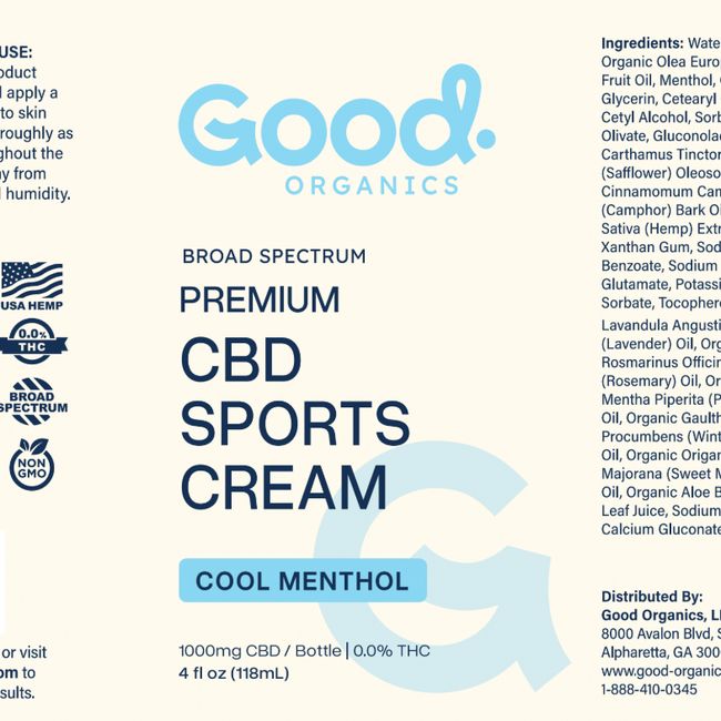 CBD Sports Cream with Menthol - 1000mg-gallery-58989492797749