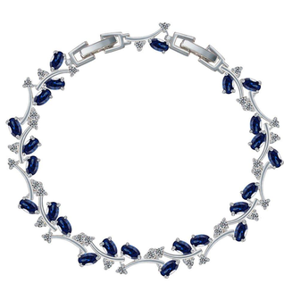 Cubic Zirconia Tennis Bracelet with Sapphire and AAA+ Cubic Zirconia Stones