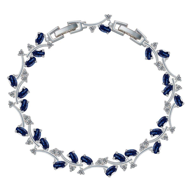 Cubic Zirconia Tennis Bracelet with Sapphire and AAA+ Cubic Zirconia Stones-gallery-30351470526522