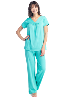 Women's EcoFabric™ Pajama Set with Gift Box- Short Sleeve Top and Full Length Pant