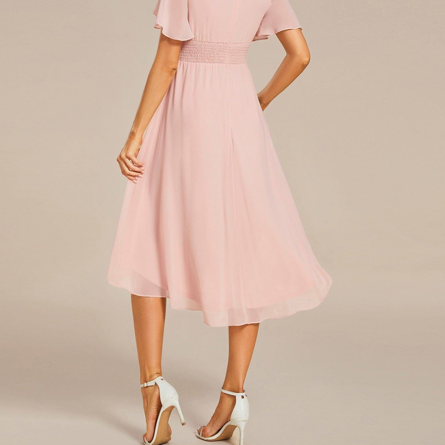 ever EDEN|Flowy Chiffon Round Neckline A-Line Knee Length Bridesmaid Dress-gallery-33223948140618