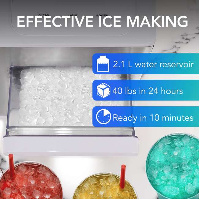 Whynter IBX‑388WS 50 lb Nugget Ice Maker – White Glass Design-gallery-45987528737016