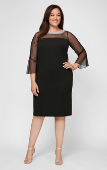 Plus Olivia Illusion Neck Crepe Dress