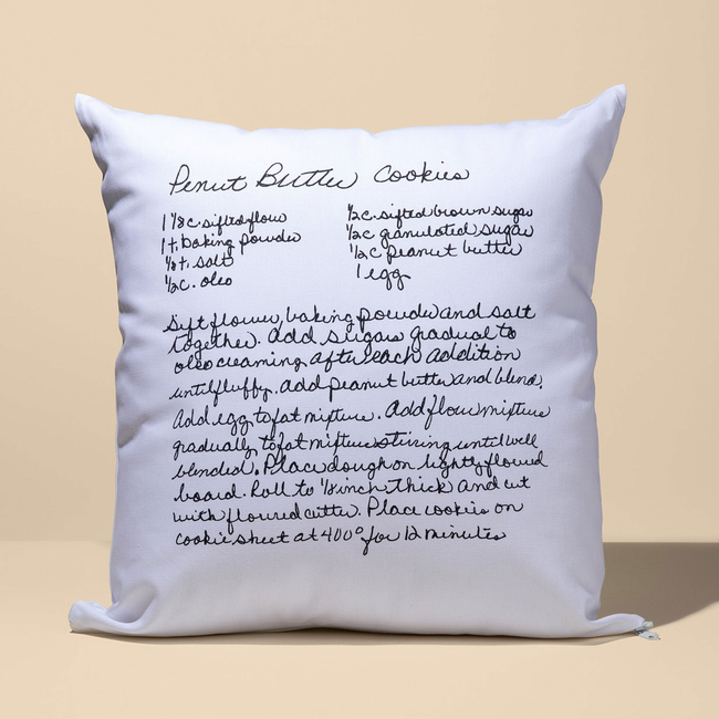 White Canvas Custom Family Recipe Decorative Pillow-gallery-43756434948319