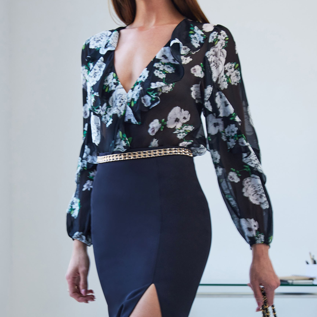 Nikali Floral Wrap Bodysuit-gallery-44954338984186