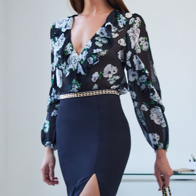 Nikali Floral Wrap Bodysuit-gallery-44954338984186