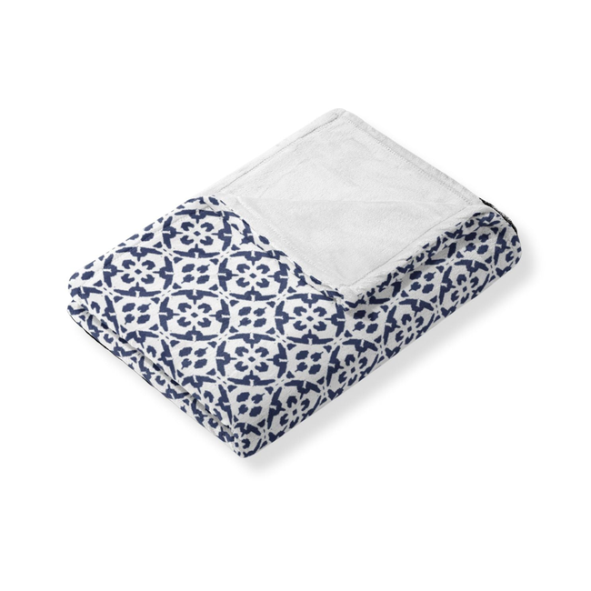 Porto Tiles Navy Fleece Blanket-gallery-43556582326520