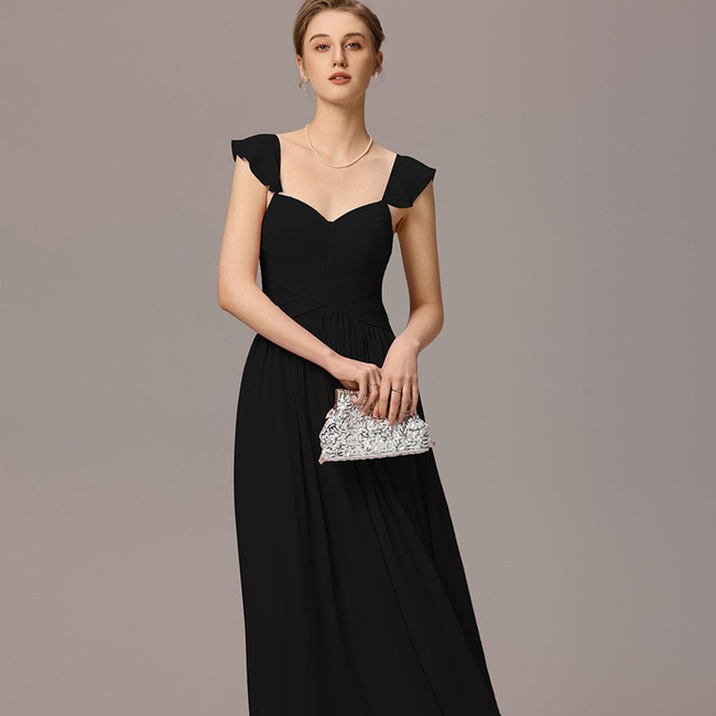 ever ELARA|Back-Tie Pleated Ruffles Sleeves Maxi Bridesmaid Dress-gallery-33223936999498