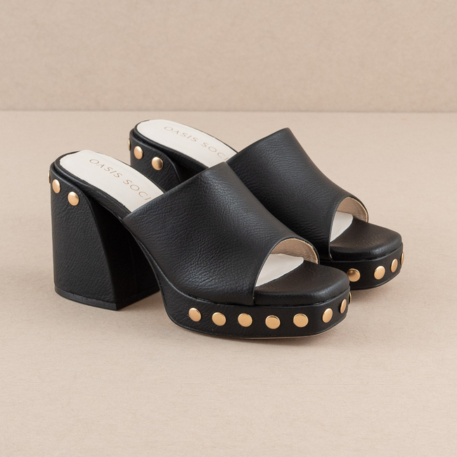 The Leona | Black Studded Platform Heel-gallery-36397645660337