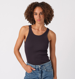 Long Rib Tank <br> Vintage Black