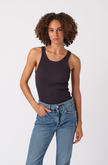 Long Rib Tank <br> Vintage Black