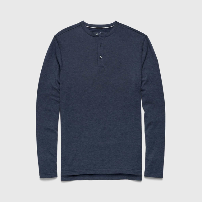 Sean Ultra Soft Classic Henley - Navy Heather-gallery-44013876936962