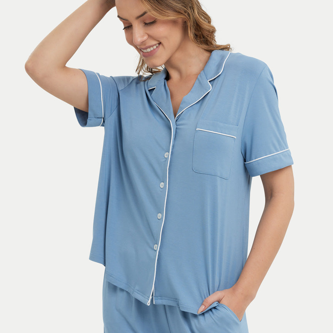 Short Sleeve Bamboo Pajama Set-gallery-41438908678384