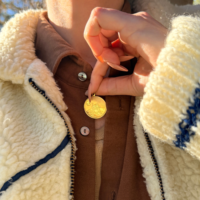 Vintage yellow 14K commemorative Moon Landing pendants with box from 1969-gallery-57141130920251