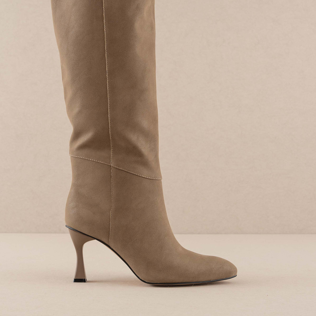 The Lexington | Dark Taupe Pointed Toe Knee High Boot-gallery-36397648642225