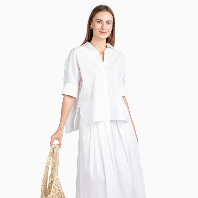 Take Pause Poplin Maxi Skirt - Snow-gallery-51921944772896