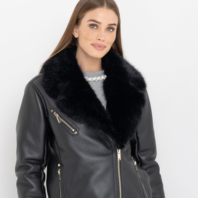 Walt Faux Fur Shearling Moto Jacket-gallery-44945535435002