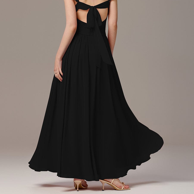 ever ELARA|Back-Tie Pleated Ruffles Sleeves Maxi Bridesmaid Dress-gallery-33223937032266