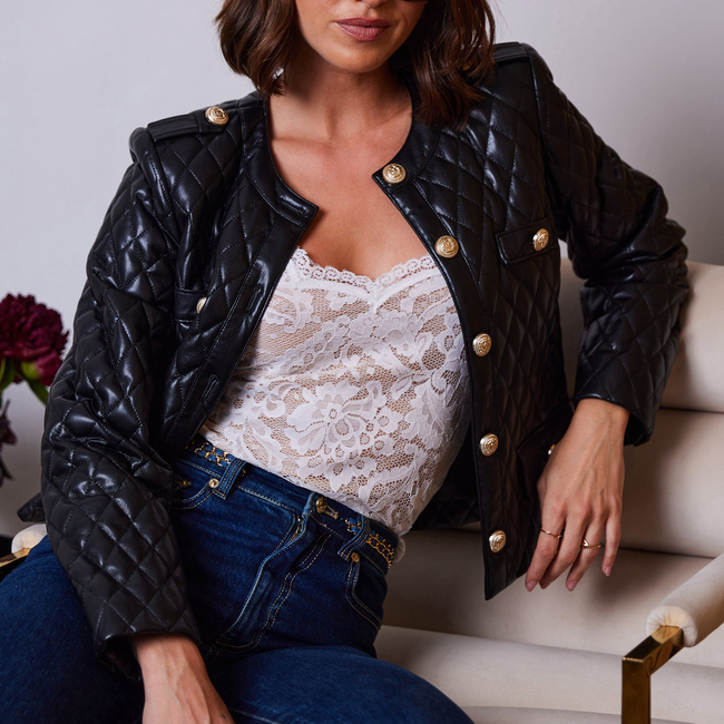 Brevel Quilted Vegan Leather Jacket-gallery-44649416655098