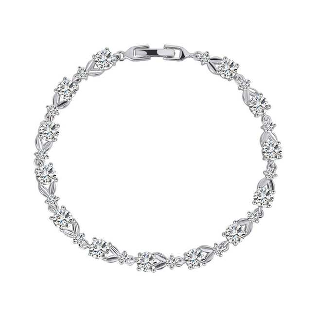 Dainty Cubic Zirconia Tennis Bracelet with Round Cut AAA+ Cubic Zirconia-gallery-30351498084410