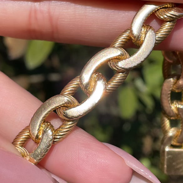 Vintage yellow 18K French Rollang fils et Cie link bracelet, 7.5 inch-gallery-49166766702907