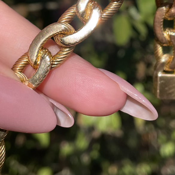 Vintage yellow 18K French Rollang fils et Cie link bracelet, 7.5 inch-gallery-49166766702907