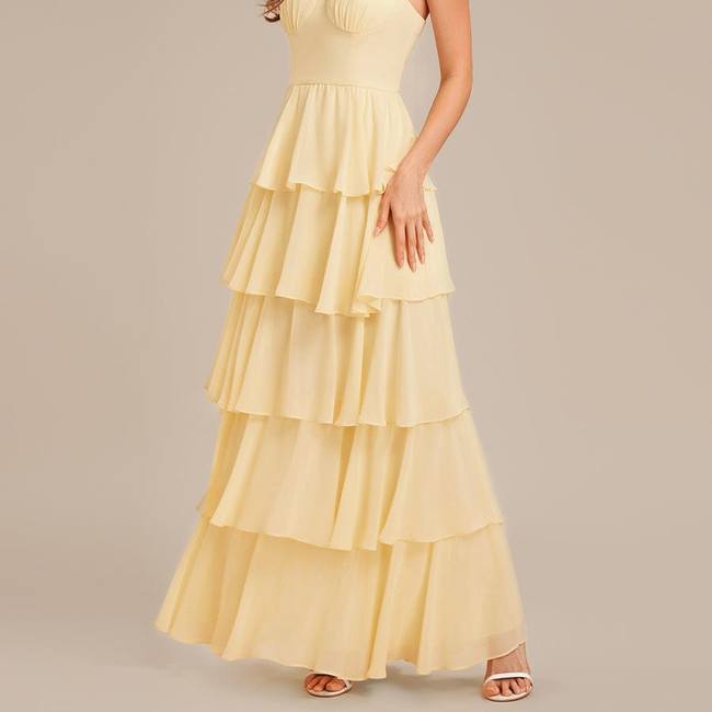 Ruffled Chiffon Sleeveless Wedding Guest Dress-gallery-33561351159882