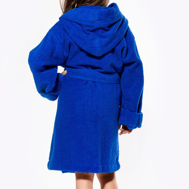 100% Turkish Cotton Royal Blue Hooded Terry Kid's Bathrobe-gallery-46194269978883