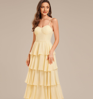 Ruffled Chiffon Sleeveless Wedding Guest Dress