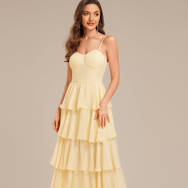 Ruffled Chiffon Sleeveless Wedding Guest Dress-gallery-33561350996042