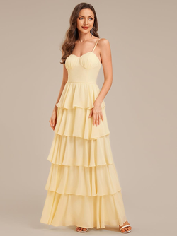 Ruffled Chiffon Sleeveless Wedding Guest Dress