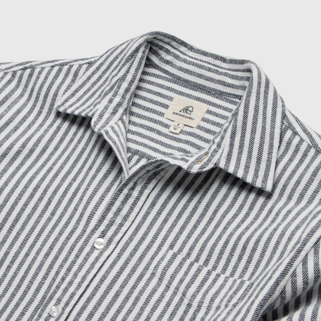 Brian Twill Stripe Shirt - Navy-gallery-44470650142978