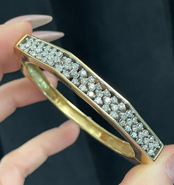 Vintage octagonal 14K hinge bangle 2ctw diamonds