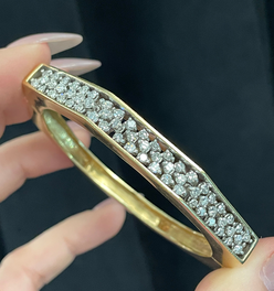 Vintage octagonal 14K hinge bangle 2ctw diamonds