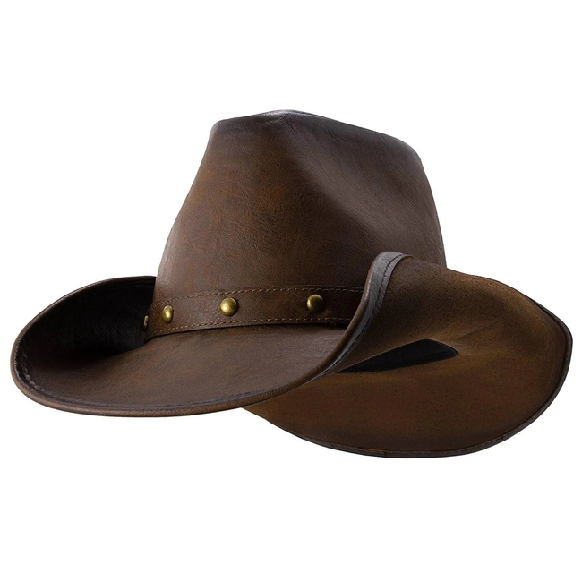 Deadwood Trading Broken Hill - Faux Leather Outback Hat-gallery-46122176577842