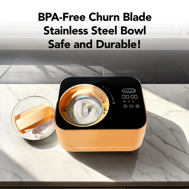 Whynter 0.8 Quart Compact Automatic Ice Cream Maker with Stainless Steel Bowl, Honey Peach ICM-080-H-gallery-45333631959288