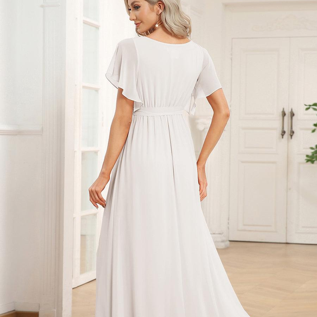 ever LEORA|A-Line Pleated Chiffon Tie-Waist Bridesmaid Dress-gallery-33139081085002