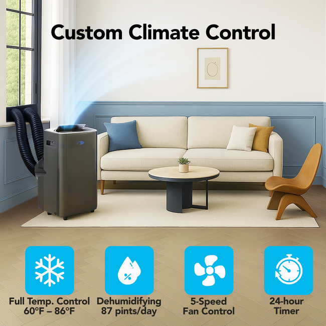 Whynter Nex Inverter Portable Air Conditioner Dual Hose Cooling, 500 sq ft Efficiency 12000 BTU (100-gallery-45462473113848