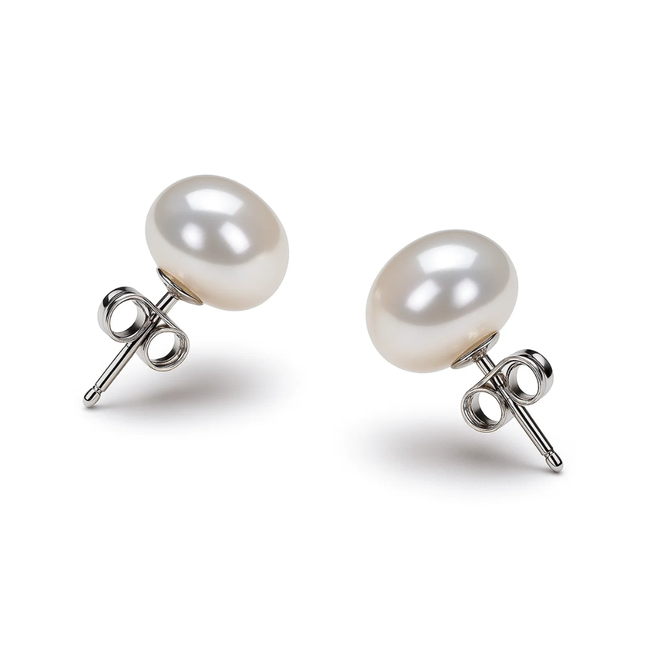 White Freshwater Pearl Stud Earrings 6-7mm-gallery-31413204647994